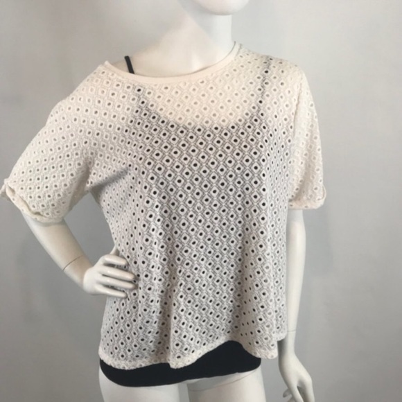 Anthropologie Postage Stamp White Eyelet Shirt - Picture 1 of 4